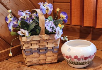 Ceramic Flower Pot And Artifical Floral Arrangement