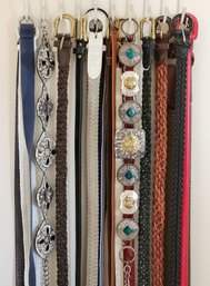 Assortment Of Ladies Belts And Hanger Organizer