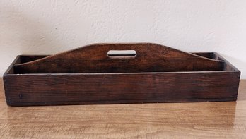 Antique Handmade Wooden Toolbox Transport Bin