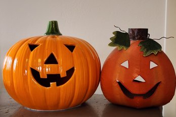 (2) Fall Halloween Pumpkin Decor Selections