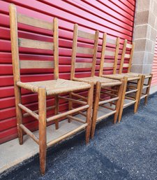 Set Of (4) Wooden Mid Century Dining Chairs