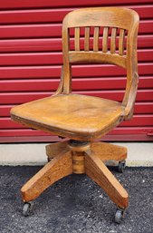 Antique Wood Office Banker Chair