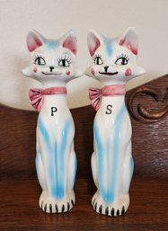 Vintage Pair Of Cat Theme Ceramic Salt And Pepper Shakers