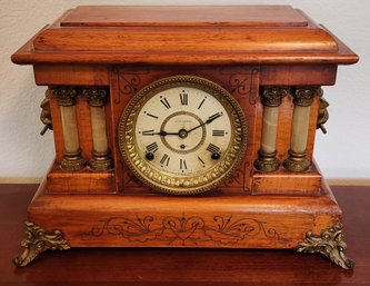 Antique Seth Thomas Adamantine Clock 1880 Lion Heads
