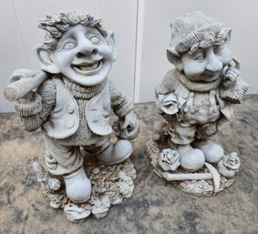 (2) Garden Troll Smiling Figures