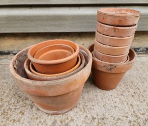 Vintage Set Of Clay Flower Pots