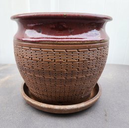 Vintage Brick Style Ceramic Flower Pot Vessel