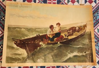 Vintage Lithograph Style Wall Accent Poster Sea Scene