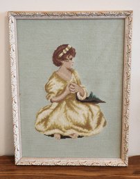 Vintage Needlepoint Creation Framed Wall Accent #2