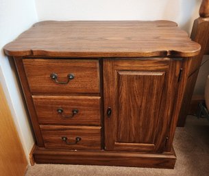 Vintage Side Table With Storage Dark Wood