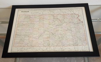 Vintage Framed Map Of KANSAS