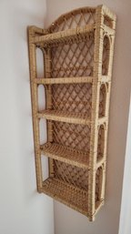 Vintage Hanging Wicker Woven Style Organizer Shelf