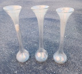 (3) Vintage Art Glass Flower Vase Vessels