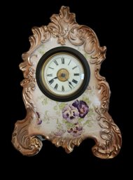 Antique Ceramic Hand Painted Accent Mantle Clock