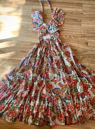 Spectacular Vintage 1970's Denise Are Here Floral Voile Dress