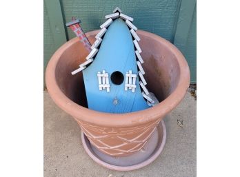 Composite Planter And Wooden Bird House