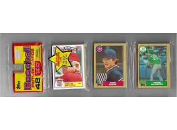1987 Topps Rack Unopened Pack With Mark McGwire Rookie Baseball Card Showing On Top  Oakland A's