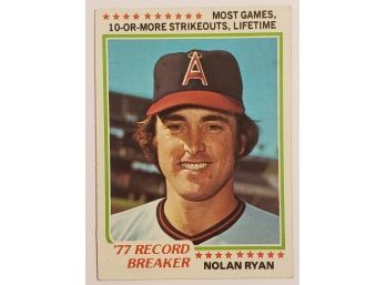 1978 Topps 1977 Record Breaker Nolan Ryan Baseball Card Angels