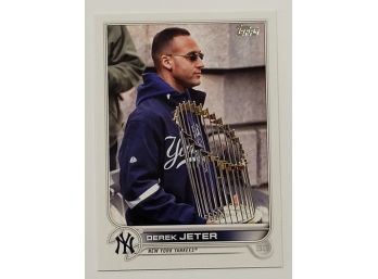 2022 Topps Derek Jeter Short Print SP Holding World Series Trophy Baseball Card NY Yankees