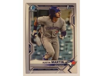 2021 Bowman Chrome Austin Martin 1st Bowman Prospect Baseball Card Blue Jays
