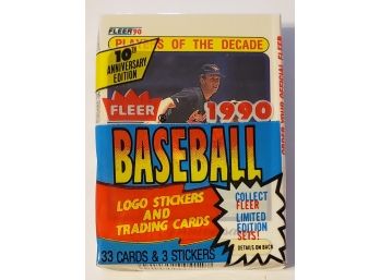 1990 Fleer Baseball Unopened Cello Pack With Cal Ripken Jr. Players Of The Decade Card Showing On Top Orioles