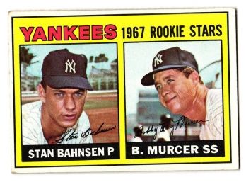 1967 Topps Yankees Rookie Stars Bobby Mercer Rookie Baseball Card