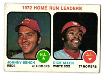 1973 Topps 1972 Home Run Leaders Johnny Bench Dick Allen Reds White Sox