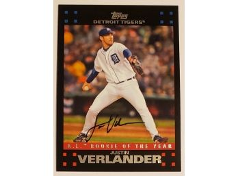2007 Topps Justin Verlander A.L. Rookie Of The Year Baseball Card Tigers