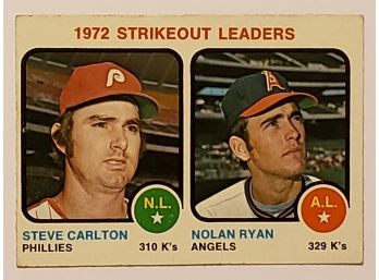 1973 Topps 1972 Strikeout Leaders Baseball Card Nolan Ryan Steve Carlton