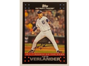 2007 Topps Justin Verlander Rookie Of The Year Baseball Card Detroit Tigers