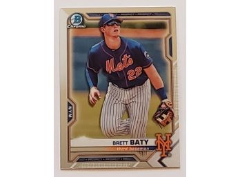 2021 Bowman Chrome Brett Baty Prospects Baseball Card NY Mets