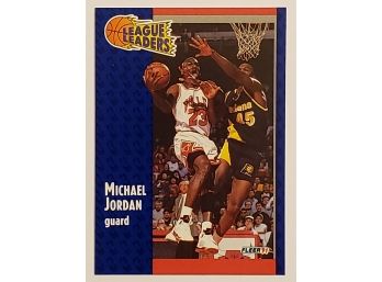 1991-92 Fleer League Leaders Michael Jordan Basketball Card Chicago Bulls