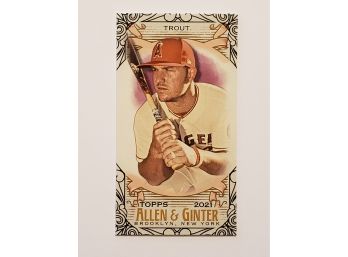 2021 Topps Allen Ginter Mike Trout Mini Black Border Short Print Baseball Card Los Angeles Angels