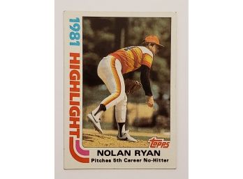 1982 Topps 1981 Highlights Nolan Ryan Baseball Card Houston Astros