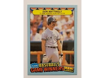 1987 Fleer Baseball's Game Winners Limited Edition Don Mattingly Baseball Card NY Yankees