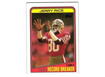 1988 Topps Jerry Rice 1987 Record Breaker Football Card San Francisco 49ers