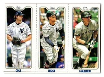 2022 Topps Opening Day Gerrit Cole Aaron Judge DJ LeMahieu Triple Play Insert Baseball Card NY Yankees
