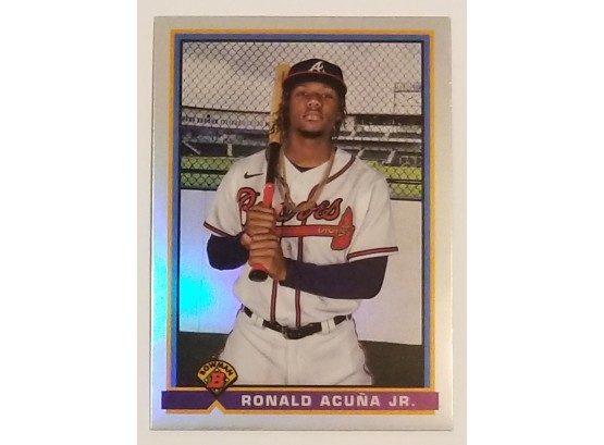 2021 Bowman Chrome Ronald Acuna Jr 1991 Retro Refractor Baseball Card Atlanta Braves