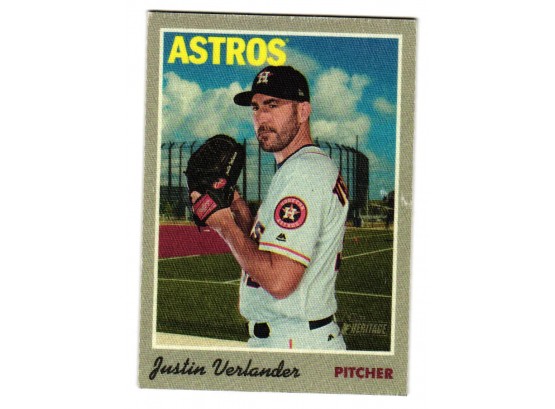 2019 Topps Heritage Justin Verlander '70 Cloth Sticker Houston Astros