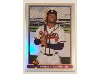 2021 Bowman Chrome Ronald Acuna Jr 1991 Retro Refractor Baseball Card Atlanta Braves