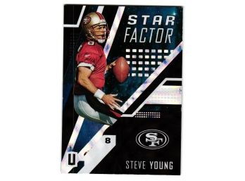 2017 Panini Unparalleled Star Factor Steve Young Future Frame Parallel Insert Football Card SF 49ers