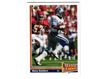 1991 Upper Deck Barry Sanders Season Leaders Checklist Football Card Detroit Lions