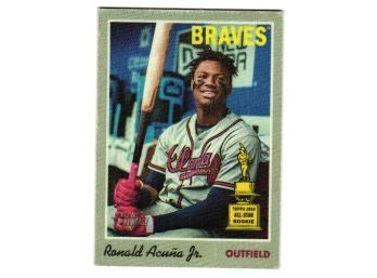 2019 Topps Heritage Ronald Acuna Jr. '70 Cloth Sticker All Star Rookie Cup Baseball Atlanta Braves