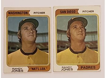 1974 Topps Error And Corrected Randy Jones Baseball Cards (2) SD Padres / Washington 'Nat'l Lea.'
