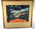 Vintage Signed Offset Lithograph Of Abstract Countryside
