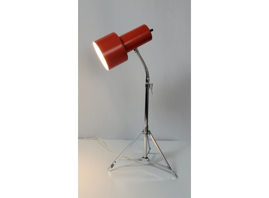 Vintage Dark Orange Adjustable Height Tripod Gooseneck Desk Lamp
