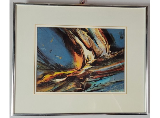Vintage Lithograph Signed In Plate By Mexican Artist Leonardo Nierman Titled 'Cosmic Forces'