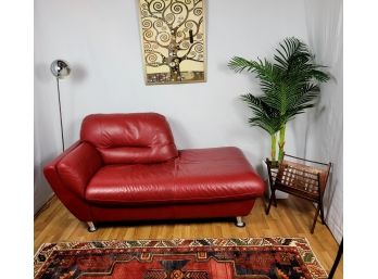 Vintage Genuine Leather Nicoletti Style Chaise Lounge Sofa