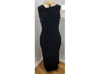 Vintage Caren Desiree Black Velvet Scoop Neck Full Length Dress Size 4