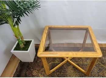 Vintage Mid Century Modern Lane Perception Crossed Legged End Table With Smoked Glass